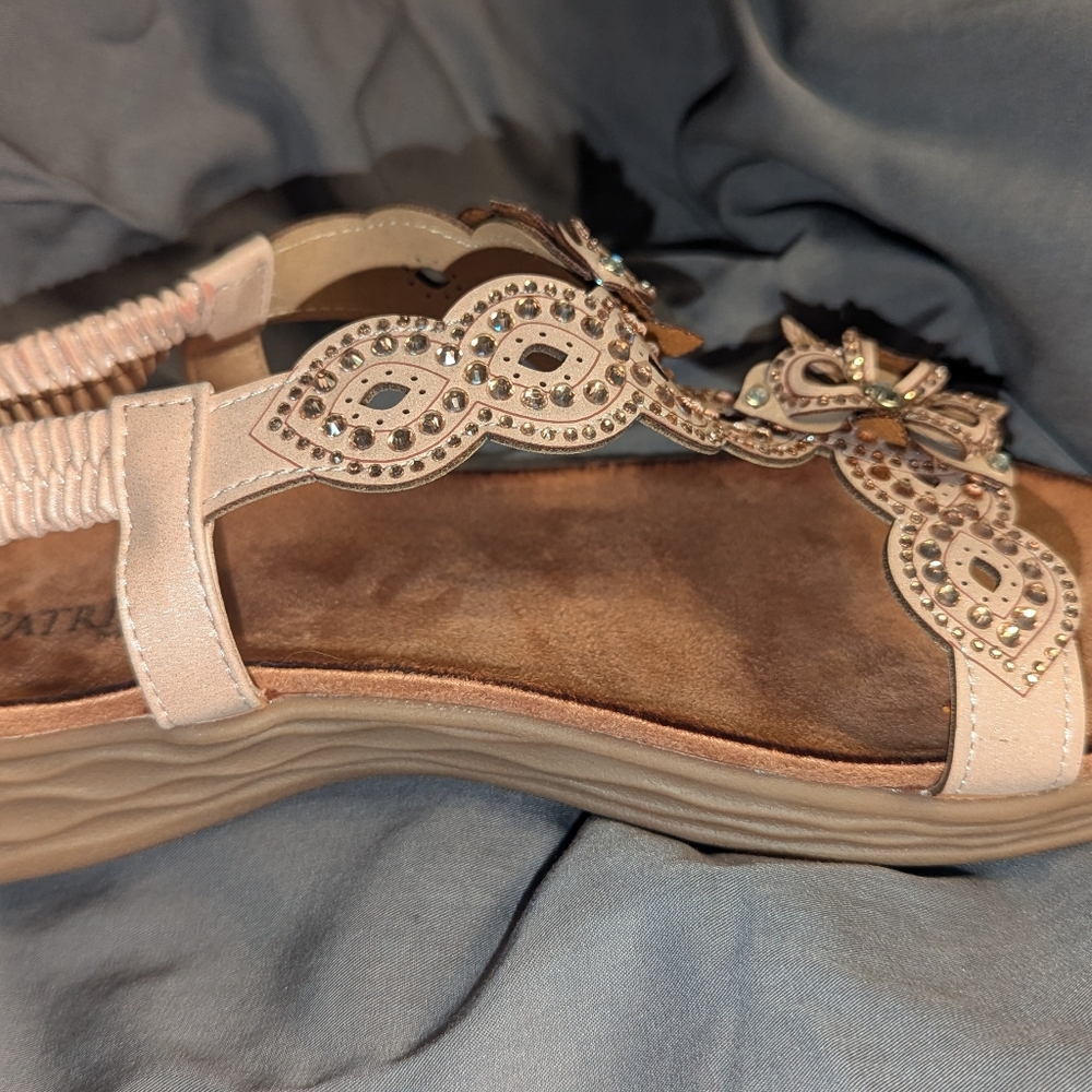 Patrizia Embellished Floral T-Strap Sandals in Blush Pink - Picture 2 of 4